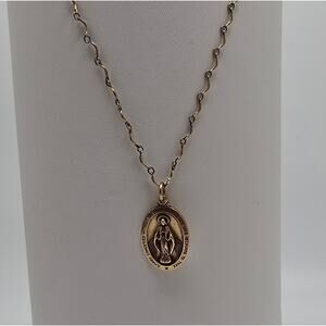 Alex and Ani Miraculous Medal Necklace 24 Inch Gold Tone 2012 Used